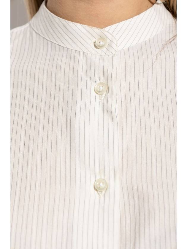 Officine Generale Short Shirt With Striped Pattern, Women's, White - OFFICINE GENERALE - BALAAN 5