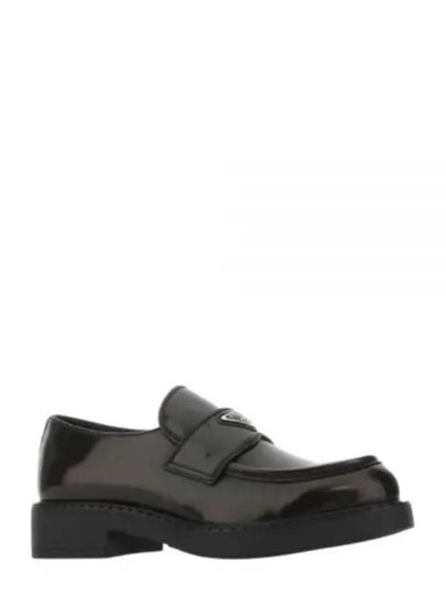 Chocolate Brushed Leather Loafers Dark Brown - PRADA - BALAAN 2