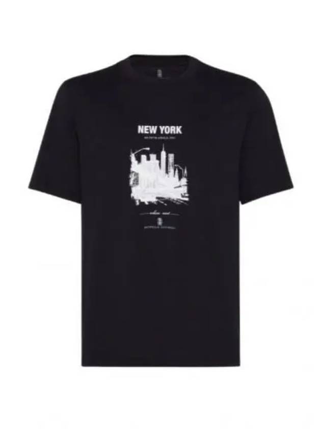 New York Print Short Sleeve T-Shirt Black - BRUNELLO CUCINELLI - BALAAN 2