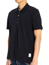 Men's Cotton Pique Center Bag Striped Short Sleeve Polo Shirt Navy - THOM BROWNE - BALAAN 4