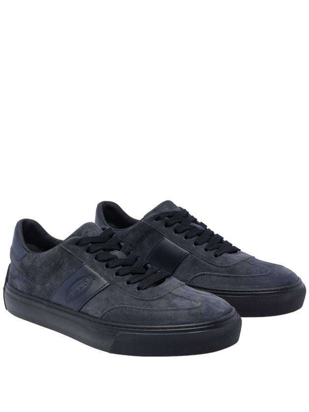 Embossing Logo Suede Low Top Sneakers Navy - TOD'S - BALAAN 3