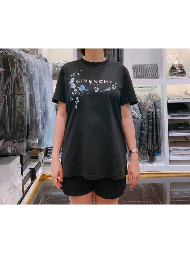 Cotton Logo Floral Short Sleeve T-Shirt Black - GIVENCHY - BALAAN 2