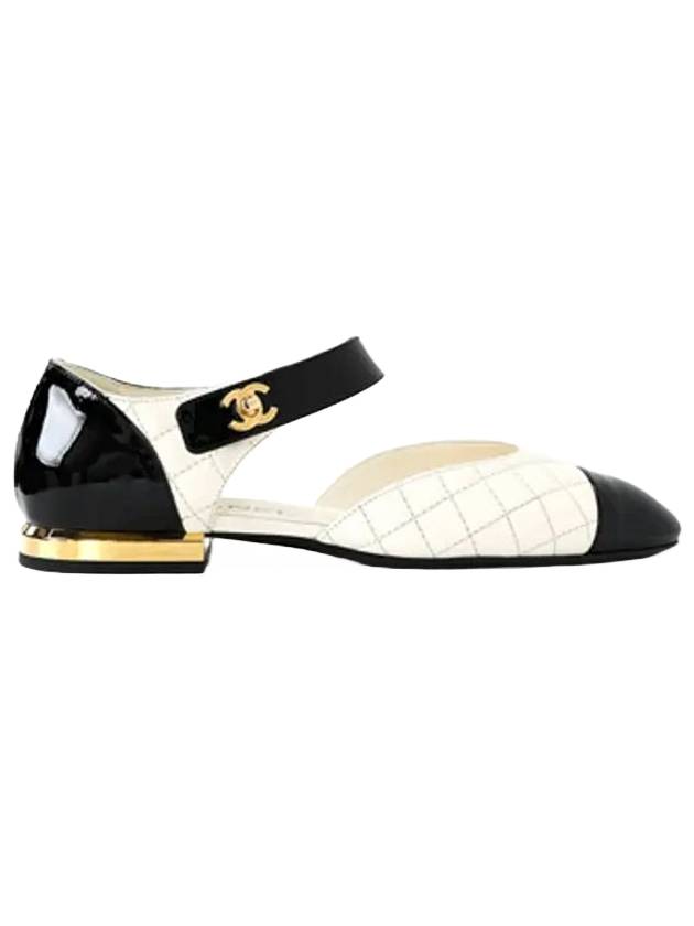 CC Logo Mary Jane Flat Black White - CHANEL - BALAAN.