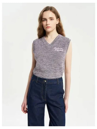 Women s Lettering Crop Vest Lilac Melange Domestic Product GM0024040149087 - MAISON KITSUNE - BALAAN 1