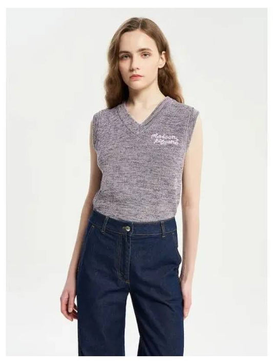 Women s Lettering Crop Vest Lilac Melange Domestic Product - MAISON KITSUNE - BALAAN 1
