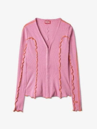 Women's T Ribas Ribbed Cardigan Light Pink - DIESEL - BALAAN 2