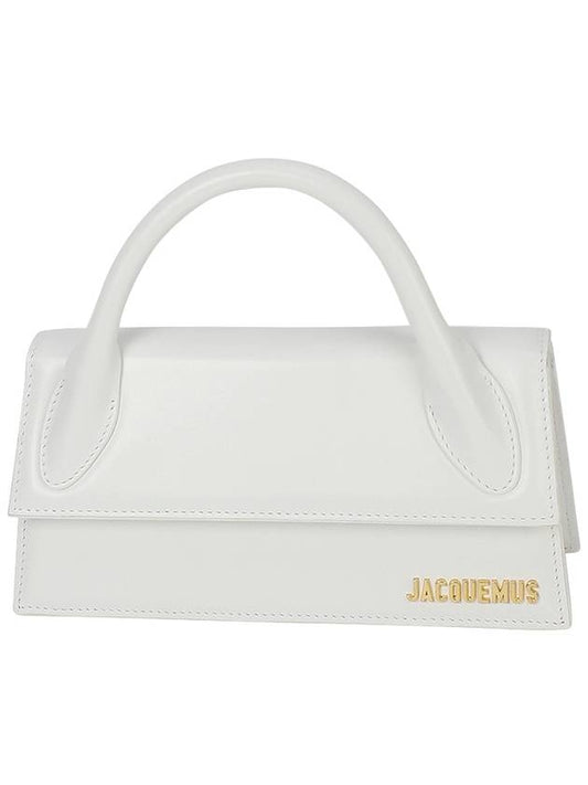 Le Chiquito Long Leather Strap Tote Bag White - JACQUEMUS - BALAAN.