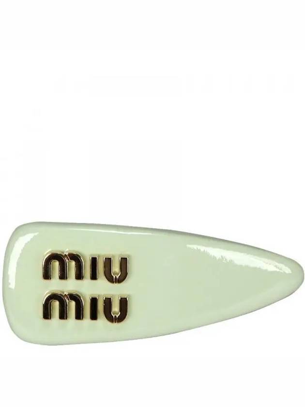 Logo Patent Leather Hair Clip Aqua - MIU MIU - BALAAN 2