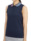 Women's Pleated Collar Sleeveless PK Shirt Navy - G/FORE - BALAAN 3