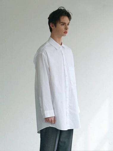 Oversized One Pocket Long Sleeve Shirt White - IFELSE - BALAAN 1