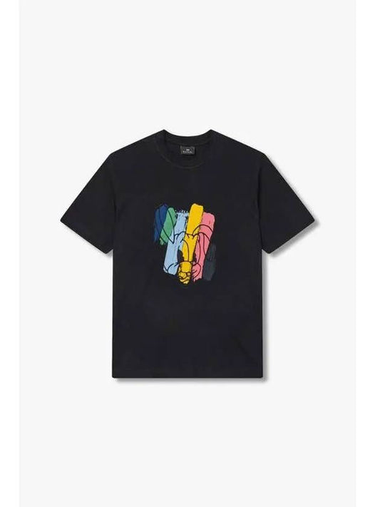 PS Rabbit Front Slub T Shirt Black - PAUL SMITH - BALAAN 1