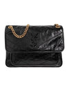 Nikki Medium Leather Shoulder Bag Black - SAINT LAURENT - BALAAN 1