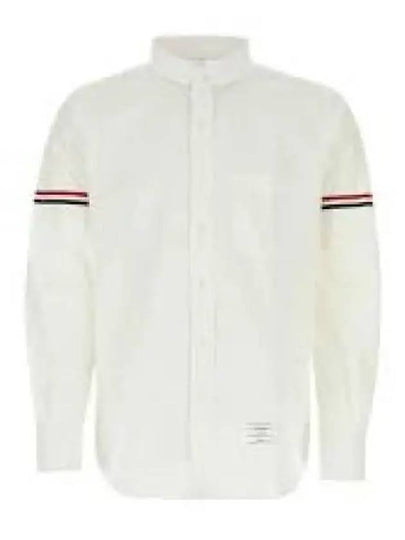 Armband Detail Seersucker Long Sleeve Shirt White - THOM BROWNE - BALAAN 2