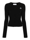 Moon Logo Knit Cardigan Black - MARINE SERRE - BALAAN 2