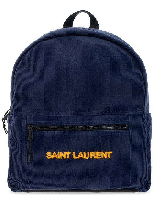 Nux Logo Corturoy Backpack Navy Blue - SAINT LAURENT - BALAAN 1