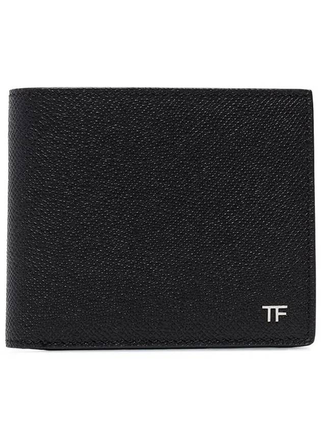 TF logo leather halfwallet black silver plate - TOM FORD - BALAAN.