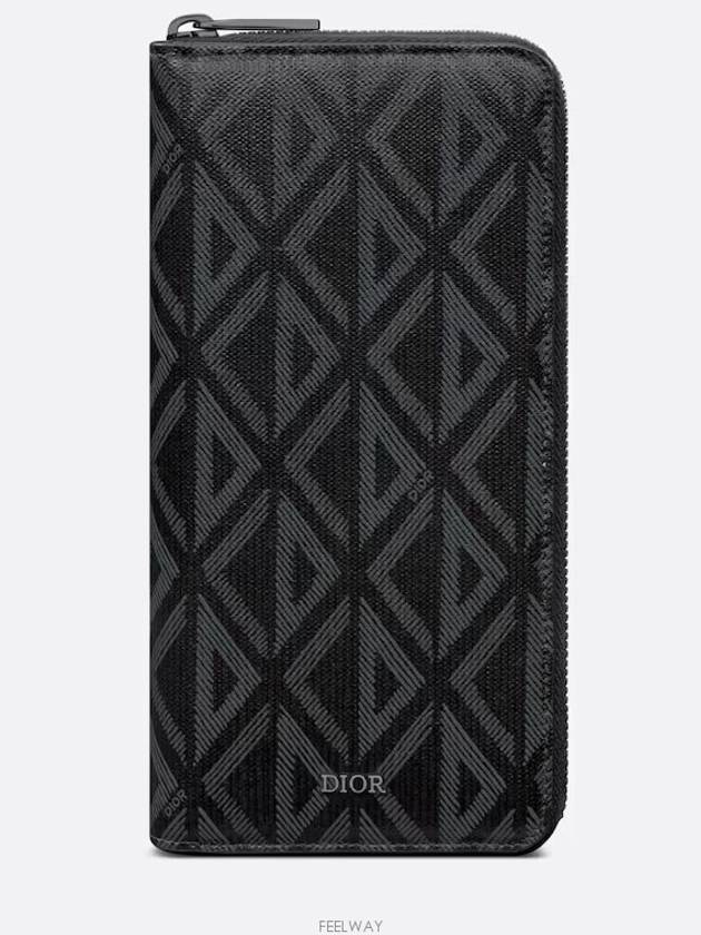 Vertical Long Zipper Wallet Black CD Diamond Canvas - DIOR - BALAAN 1