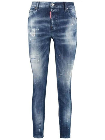 Women's Distressed Crop Jeans Blue - DSQUARED2 - BALAAN 1