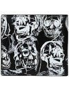 Men's Skull Sketch Pattern Bifold Half Wallet White Black - ALEXANDER MCQUEEN - BALAAN.