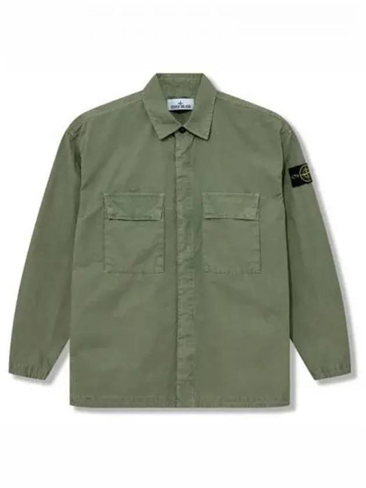 Old Treatment Over Long Sleeve Shirt Sage Green - STONE ISLAND - BALAAN 2