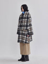 mohair big check pattern collar scarf duffel coat - LIE - BALAAN 3