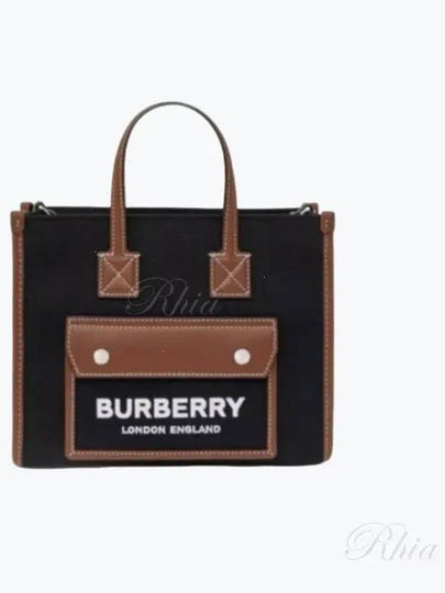 Logo Mini Canvas Leather Tote Bag Black - BURBERRY - BALAAN 2