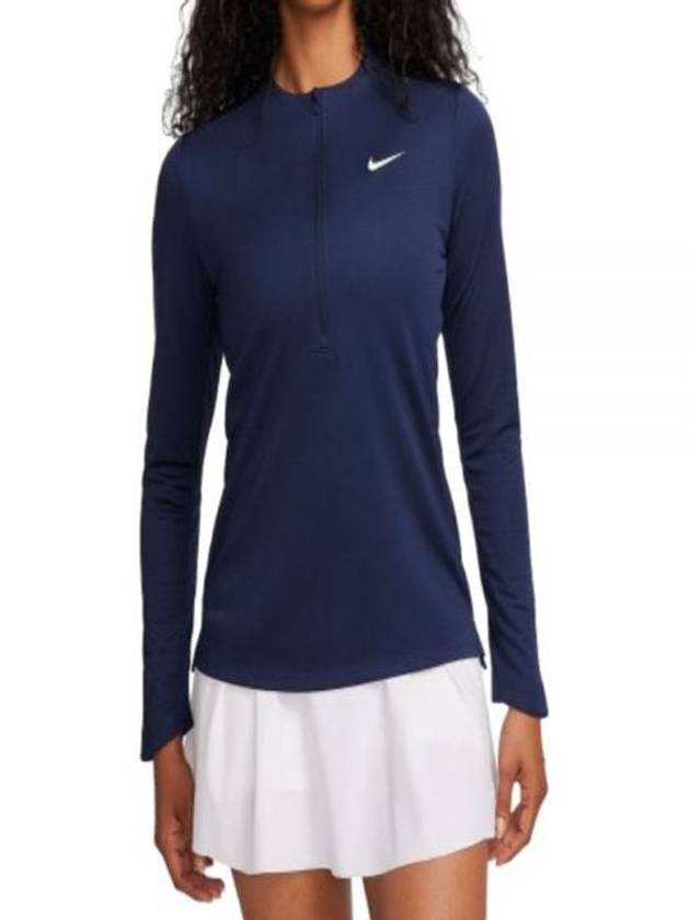 Women's Dri Fit UV Advantage Half Zip Long-Sleeve T-Shirt Navy - NIKE - BALAAN 2