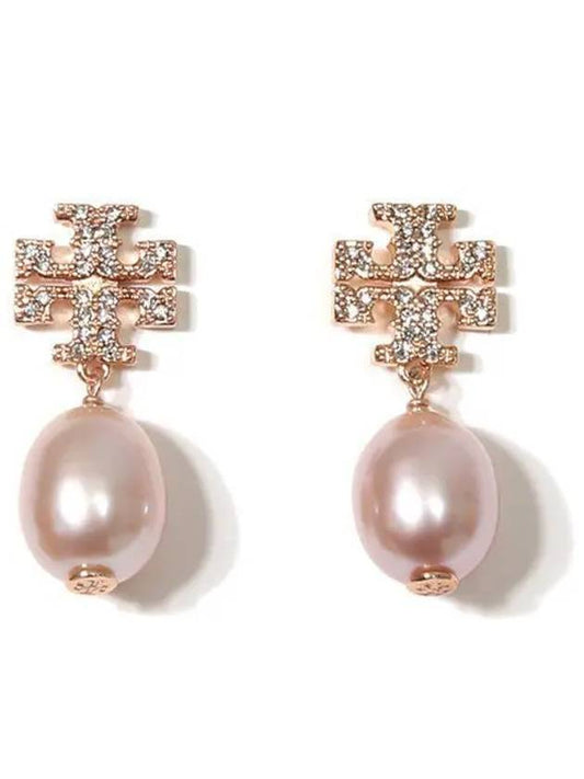 Kira Pave Pearl Drop Earrings Rose - TORY BURCH - BALAAN 2