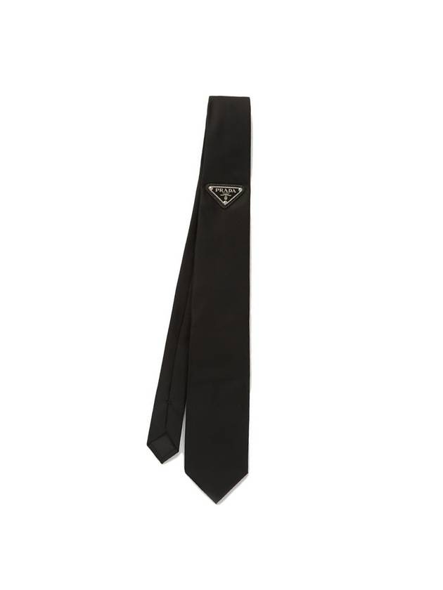 Men's Triangle Logo Re-Nylon Gabardine Tie Black - PRADA - BALAAN 1