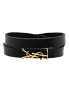 Opium Double Wrap Leather Bracelet Black - SAINT LAURENT - BALAAN 1