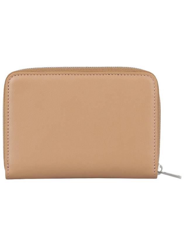 Zip-up Around Leather Card Wallet Beige Brown - JIL SANDER - BALAAN 5