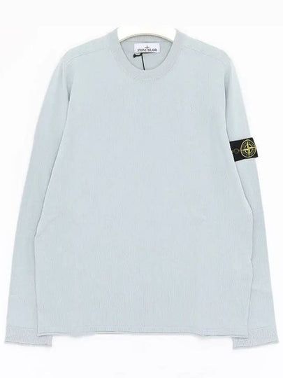 Raw Hand Cotton Crewneck Knit Top Sky Blue - STONE ISLAND - BALAAN 2