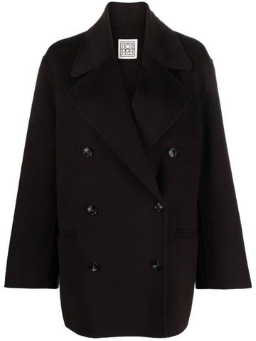 Women's Wool Double Peacoat Espresso - TOTEME - BALAAN 1