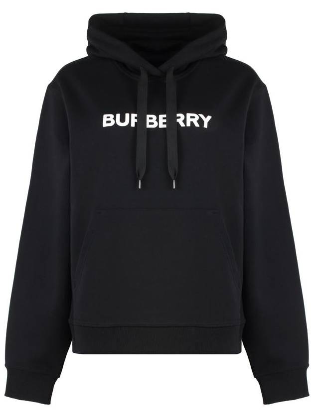 Logo Print Drawstring Hoodie Black - BURBERRY - BALAAN 2