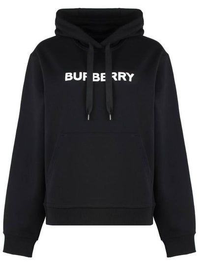 Logo Print Drawstring Hoodie Black - BURBERRY - BALAAN 2