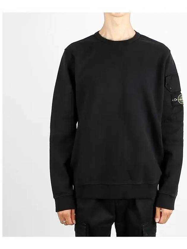 Brushed Organic Cotton Fleece Sweatshirt Black - STONE ISLAND - BALAAN 3