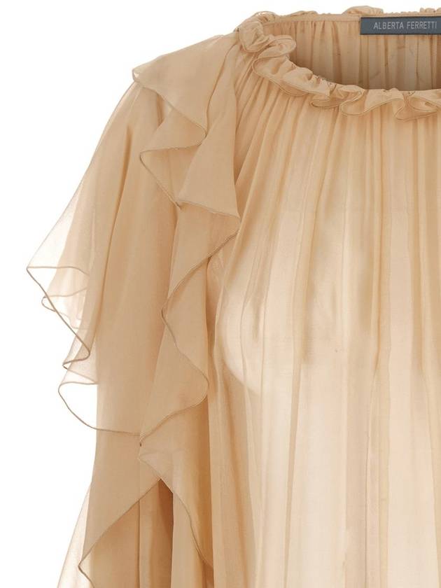 Pink Shirt With Ruffle Detail In Silk Chiffon Woman - ALBERTA FERRETTI - BALAAN 3