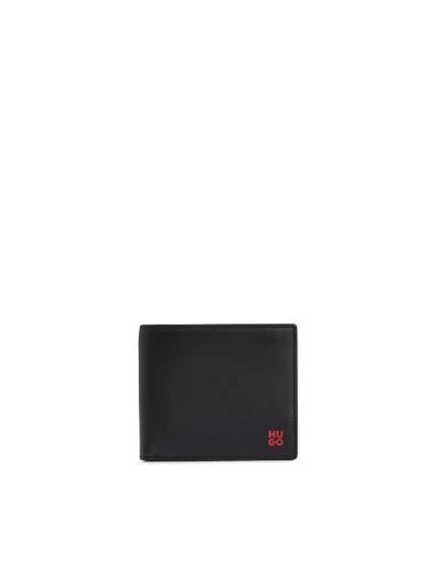 Stacked Logo Nappa Leather Billfold Half Wallet Black - HUGO BOSS - BALAAN 2