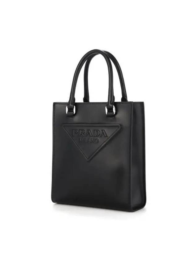 Embossed Triangle Logo Small Tote Bag Black - PRADA - BALAAN 5