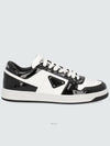 Men's Downtown Triangle Logo Leather Low Top Sneakers White Black - PRADA - BALAAN 3