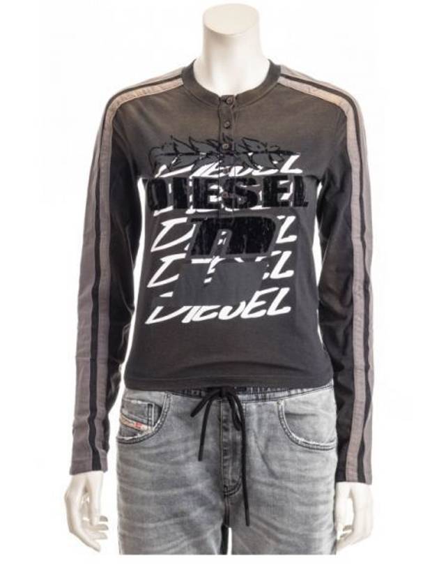 T Uncutie Stripe Long Sleeve T-Shirt Black - DIESEL - BALAAN 2