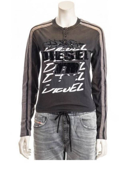 T Uncutie Stripe Long Sleeve T-Shirt Black - DIESEL - BALAAN 2