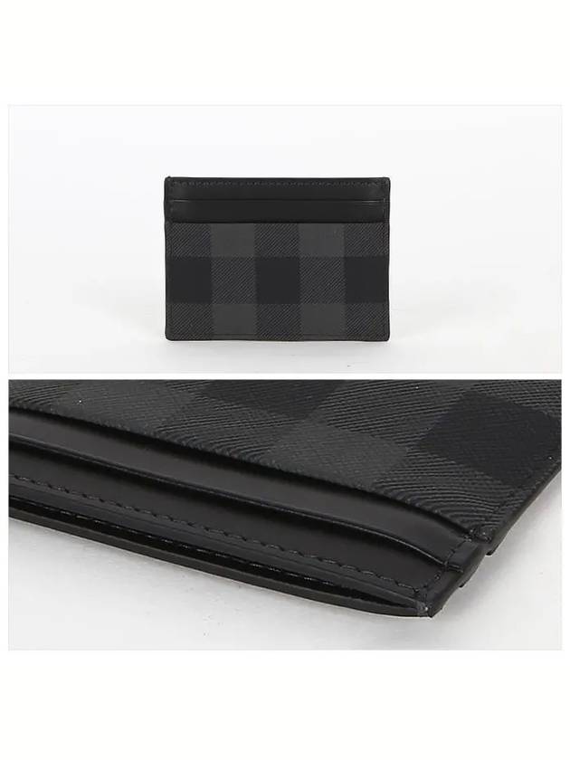 Check Leather Card Case Charcoal - BURBERRY - BALAAN 4