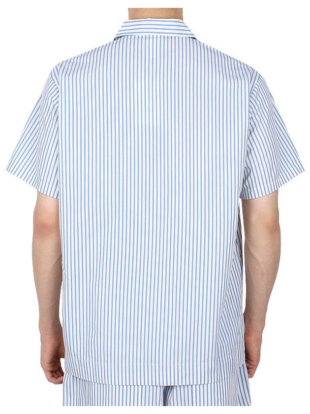 Poplin Pajamas Organic Cotton Short Sleeve Shirt Placid Blue - TEKLA - 5