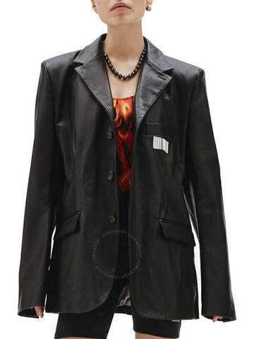 Vtmnts Men's Black Barcode Leather Blazer, Size X-Small - VETEMENTS - BALAAN 1