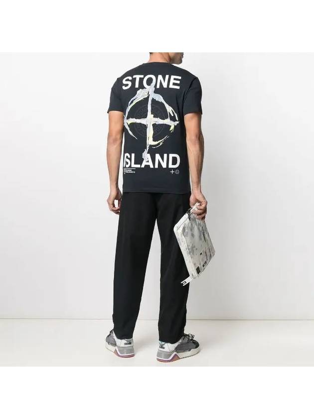 Marble Back Logo Short Sleeve T-Shirt Black - STONE ISLAND - BALAAN 4