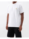 Men's Chase Mini Embroid Logo Short Sleeve T-Shirt White - CARHARTT WIP - BALAAN 3