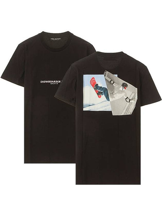 Snowboarder Zeus Slim Regular Short Sleeve T-Shirt Black - NEIL BARRETT - BALAAN 2