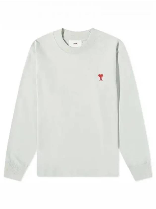 Small Heart Logo Long Sleeve T-Shirt Pale Green - AMI - BALAAN 2