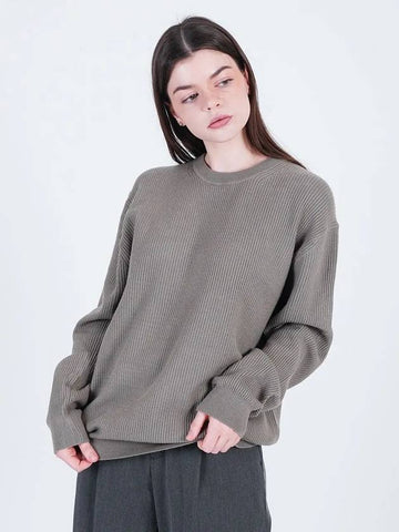 Soft Hazy Wool Round Knit Khaki - CHANCE'S NOI - BALAAN 1